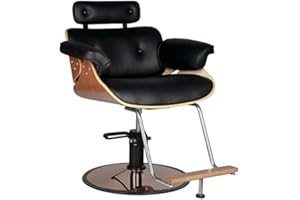 ‎ACTIVESHOP Activeshp Florence Friseurstuhl Friseursessel Barberstuhl Bedienungsstuhl Friseureinrichtung Schwarze Walnuss | 360 Grad drehbar | höhenverstellbar mit hydraulikpumpen |