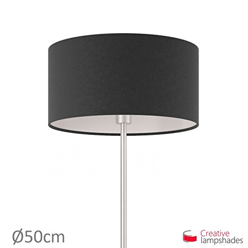 Lampenschirm Zylinder schwarz Leinwand – Durchmesser 35cm – H. 22cm, E27 Für Stand Pendelleuchten, Nein - 9