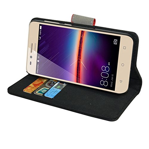 Huawei Y3 II Pro Custodia,Mama Mouth Portafoglio custodia in PU di cuoio pelle con supporto carte di credito in Piedi caso Case per Huawei Y3II Pro / Huawei Y3 2 Smartphone,Nero