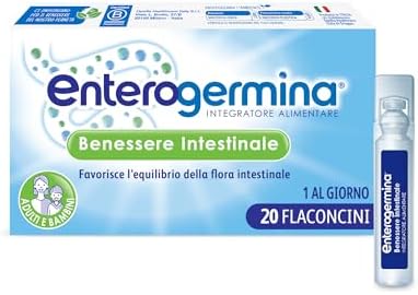 Enterogermina Benessere Intestinale, Fermenti Lattici Probiotici, Integratori Adulti e Bambini 3+ Favorisce l’Equilibrio della Flora Batterica Intestinale, Senza Glutine (20 Flaconcini/5 ml)