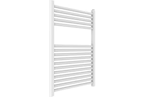 ERCOS Scaldasalviette Termoarredo Bagno Dimensioni 600x770 MM Radiatore Colore Bianco Moderno, Attacchi da 1/2" Fornito Con Kit Montaggio