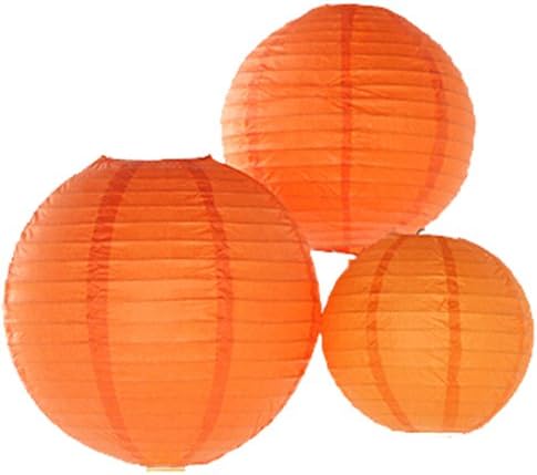12 Pack Mixed Sizes Orange Paper Lantern Lampshade for Wedding Centerpiece Birthday Party Garden Home Decoration