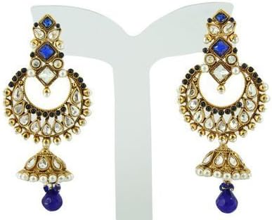 Harvi Creations Women’s Earrings Set Pearls Jewellery Traditional Designer Golden Polki Jhumki Earring