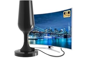 DTB TECH Antenne TV Intérieure Puissante TNT HD-Réception TNT Performante,Antenne TNT Longue Portée et à 360°,Base Magnétique Forte Compatible avec pour 4K 1080P Chaînes Gratuites et Tous Les TV