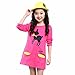 Produktbild feiXIANG mädchen kinder kleider print - kleid Rock outfit Kinder Ballkleid Mädchen Langarm Printkleid Charakter Cartoon Druck Tasche Rock (130, Heiß Rosa)