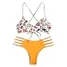 Produktbild Damen Bikini Set 2019 TWBB Sommer Sexy Boho Blumendruck Bikini Sets mit Brazilian Tanga Bikinihose String und Push-up Bikinioberteil Bandage Bademode Bikiniboden Zweiteiliger Badeanzug