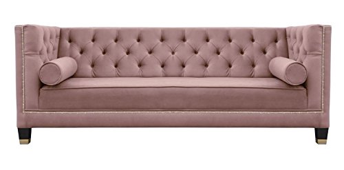 Belle Fierte Pink Elegant 2 Seater Studded Velvet Chesterfield