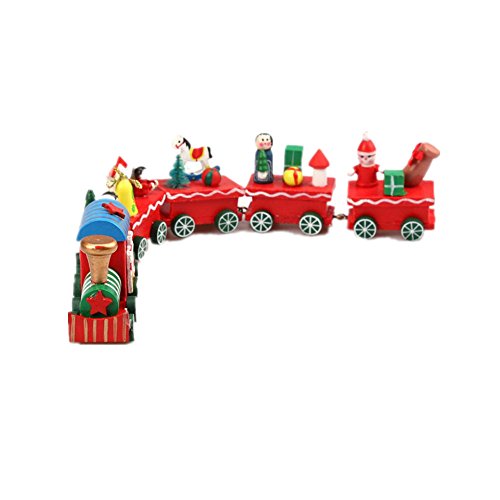Mini Christmas Xmas Train Baby Toy Red Wood Christmas Gift Stage Set by Tonsee (6 Pieces)