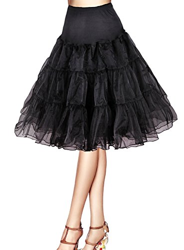 Jupon ann�es 50 vintage en tulle raffin� Rockabilly Petticoat longueur 66cm/26' Robe Tutu Noire pour taille S - M