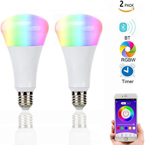 Huamai Smart LED Light Bulb 10W E26 RGB Color Changing Dimmable LED Bulb Smartphone Control for Study and Bedroom etc (2 Pack)