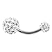 Tinksky Stainless Steel Crystal Rhinestone Women Belly Navel Ring Dangle Bar Stud (White+Silver)