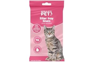 Litter Tray Liners Plastic Pack of 16 Cat Litter Liners 30x70cm by World of Pets