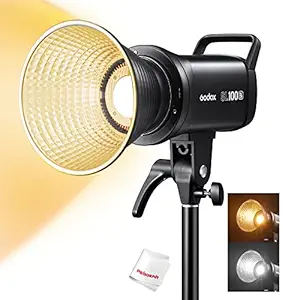 GODOX SL100BI Bowens Mount LED Video Light, 100W CRI96+ TLCI97+ 2800K-6500K, 32100Lux@1m, 11 Lighting Effect, APP Bluetooth Control, 120 degreeBeam Angle, Intutive User Interface, Compact Size, Black