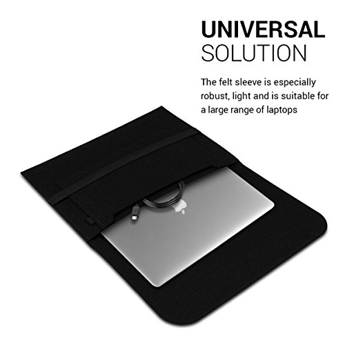 kwmobile Laptoptasche Filz Sleeve für 15″ 15,6″ Laptop / Ultrabook – Notebook Tasche Schutzhülle Laptop Case Hülle in Schwarz mit Innentaschen Innenmaße: ca. 41,5 x 31 cm - 3