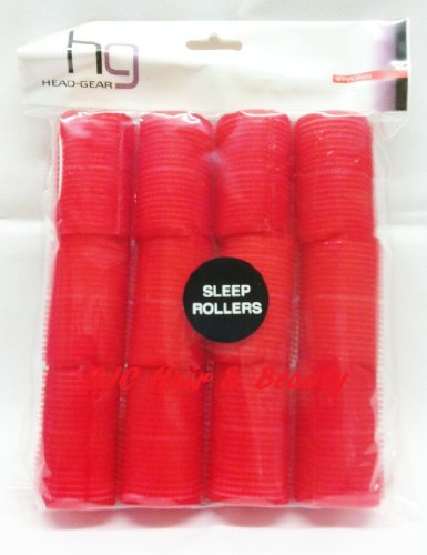 HEAD GEAR Soft Velcro Sleep Rollers 12 x 36mm RED - 396442
