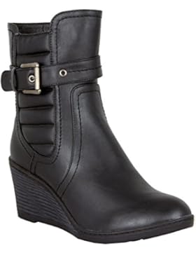 LOVENESS, Damen Keilabsatzstiefel Stiefeletten leicht gefuetterte Stiefel Boots
