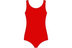 Nathnic® Kids Girls Plain Cotton Stretch Leotard - Children School PE Ballet Dance Gymnastics Wide Straps Sleeveless Bodysuit Age 3-13 Years