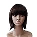 Bigood 18cm Neat bang Short Straight wigs irregular length Bob brown wigs 18cm