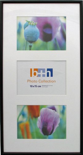 Bilderrahmen für 3 Bilder incl. 3er Schrägschnitt-Passepartout für das Bildmass 10x15