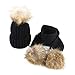 Produktbild Happy Event Baby Winter Warm Kleinkind Strickmütze Haar Ball Kinder Mädchen Jungen Hut Cap + Schal (Schwarz)