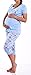 2 in 1 Maternity & nursing 100% cotton 2-peace Pyjama Set 5058 (8, Spa blue)