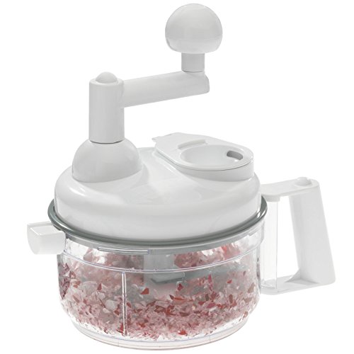 Westmark Manuelle Küchenmaschine 9 in 1, Hobel/Reibe/Julienne-Schneider/Zitruspresse/Schneider/Schaumschläger/Eidottertrenner, Kunststoff/Rostfreier Edelstahl, Küchenhexe, Weiß/Transparent, 11402260 - 3