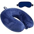 BigPlayer Travel Neck Pillow & Eye Mask Set – Soft Memory Foam Support for Flights, Cars & Trains – Comfortable U-Shaped Pillow for Neck Pain Relief & Sleeping