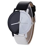Juliyues Uhren Frauen,Damen Schwarz-Weiß-Muster Lederband Analog Quarz Uhr Armbanduhr Geschäftsuhr Armbanduhren