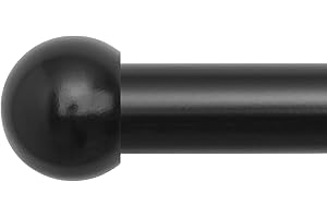 BOOM JOG Curtain Poles 76cm to 136cm (30" to 54") Black Extendable Curtain Pole 25mm (1") Diameter Curtain Rod With Ball finials brackets