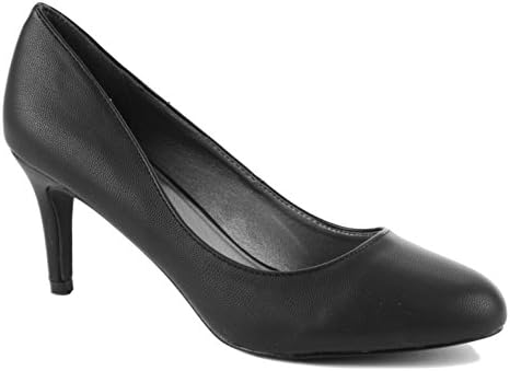 Style 2 Black Leather Size 4 - WOMENS LADIES LOW MID KITTEN HEEL WORK CASUAL SMART WEDDING BRIDAL COURT SHOES PUMPS