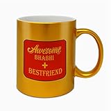 Indigifts Sister In Law Gift Awesome Bhabhi Plus Bestfriend Quote Printed Golden Mug 330 ml - Gifts For Sister In Law, Sister In Law Birthday Gift, Bhabhi Rakhi Gift, Bhabhi Birthday Gift, Raksha Bandhan Gift