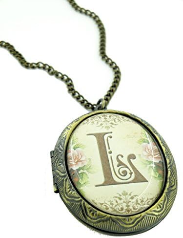 Floral Initial L Cameo Locket Necklace
