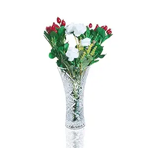 Pure Source India Crestal Clear Glass Flower Vase (Clear; 5 X 9 Inch) (PSI-FLRPOT-ROUND9INCH)