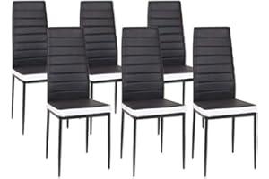 IZTOSS Sedie da sala da pranzo da 6 pezzi - Set di 6 Sedie Cucina Moderno con Gambe in metallo,Cuscino Integrato (A-NeroBianca-6 pezzi)
