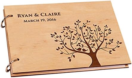 Alternative Vintage Photo Albums Memory Guestbook,Rustic Wedding Guest Book, Custom Guest Book, Guestbook Wedding, Wood wedding guestbook, Tree Wedding, Laser Engraved, Gift for Couple(3).