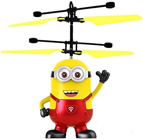 1x Flying Despicable Me Superhero Minion Mini R/C Helicopter For Kids Children Super Man Spider Man Blue Red Sensor Operated (Red)