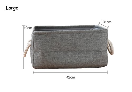 Starsglowing Wäschekorb Aufbewahrungskorb mit Griff Schrank Organizer Aufbewahrungsbox für Kleidung Handtücher Bettwäsche (Large, Grau) - 3