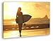 Produktbild Surfen im Sonnenuntergang Format: 60x40 als Leinwand, Motiv fertig gerahmt auf Echtholzrahmen, Hochwertiger Digitaldruck mit Rahmen, Kein Poster oder Plakat