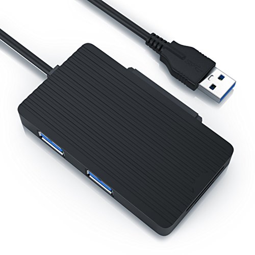 CSL - USB 3.0 zu SATA Adapter + Hub USB 3.0 + Cardreader | Multifunktionsadapter / Konverter UASP für 2.5 / 3.5 Zoll SATA HDD / SSD Laufwerke | SATA 3.0 / 6GB/s | integrierter TF / microSD / SD-Cardreader