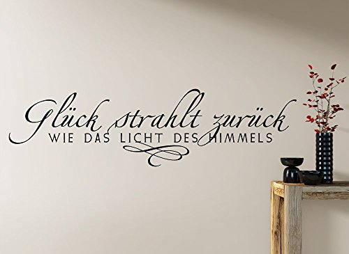 Grandora® W453 Wandtattoo Spruch Glück strahlt zurück wie das Licht des Himmels schwarz (BxH) 100 x 27 cm - 2