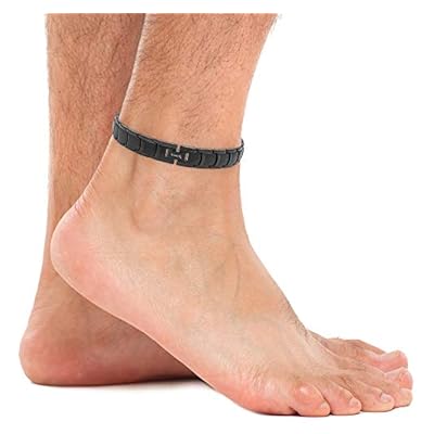 Magnetrx® Ultra Strength Magnetic Anklet – Effective Magnetic Ankle Bracelets For Men – Titanium Mens Ankle Bracelet With 48 Magnets (black)