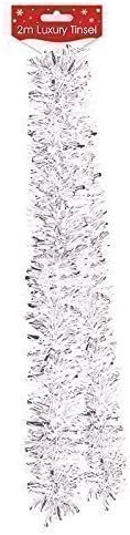 2m Luxury Thick Tinsel Christmas Tree Decoration - White