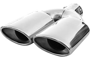 Doppel Auspuffblende Endrohr Auspuff Universell Schalldampf Doppelendrohr Endrohrblende Blende Sport Sportauspuff Edelstahl Oval bis 56mm Chrom AutoHobby