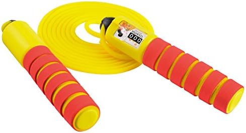 iHomeme Counter Jump Rope for Kids with Easy Adjustable and Foam Handle, Yellow