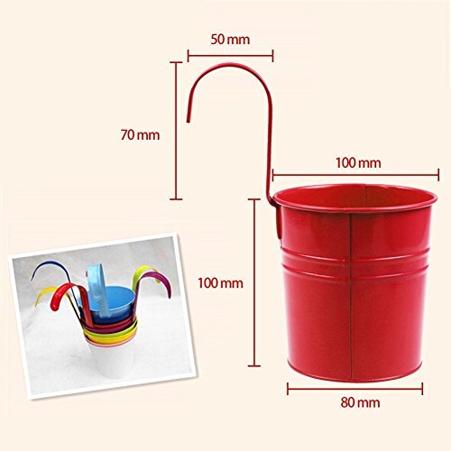 10pcs Blumen-Töpfe 10 Farben-Metall-Eisen-Blumen-Topf-hängenden Balkon-Garten-Pflanzer-Ausgangsdekoration - 5