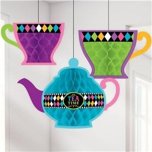 Mad Tea Party Teacup Honeycomb Decorations (3pc)