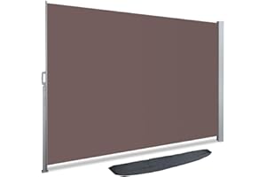 VOUNOT Seitenmarkise Ausziehbar für Balkon, Garten und Terrasse, Sichtschutz, Windschutz, Wasserdicht, Sonnenschutz, 140 x 300 cm, Braun