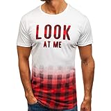 Yvelands Herren T-Shirt Weste Gedruckt Buchstaben Casual Rundhals Kurzarm Hemd Top Bluse Tank Tops