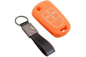 KASER Funda Silicona para Llave Opel – Carcasa Llaveros 2/3 Botones para Coche Vectra Astra Tigra Corsa Zafira Cover Case Protección Remoto Mando Auto (Naranja)