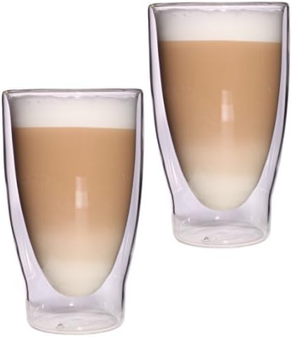 Feelino Lattechino Grande XXL 2x 400ml double-walled drink glasses, for cocktails, latte macchiato, tea and coffee, with floating effect
